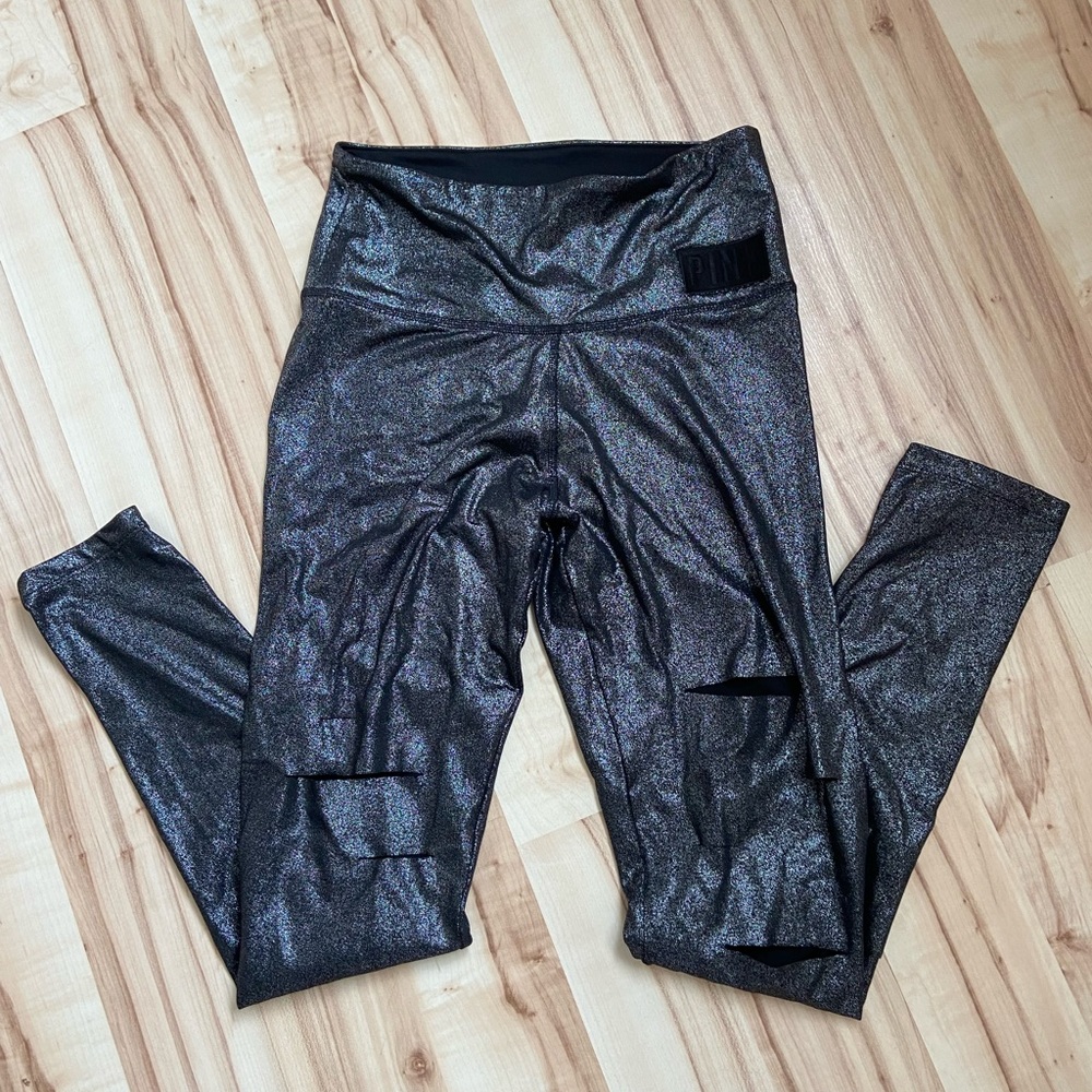 VS PINK foil slashed leggings